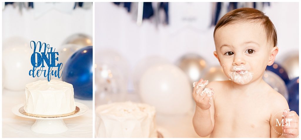 cake smash session in Fairfax, Virginia by a Northern Virginia cake smash Photographer