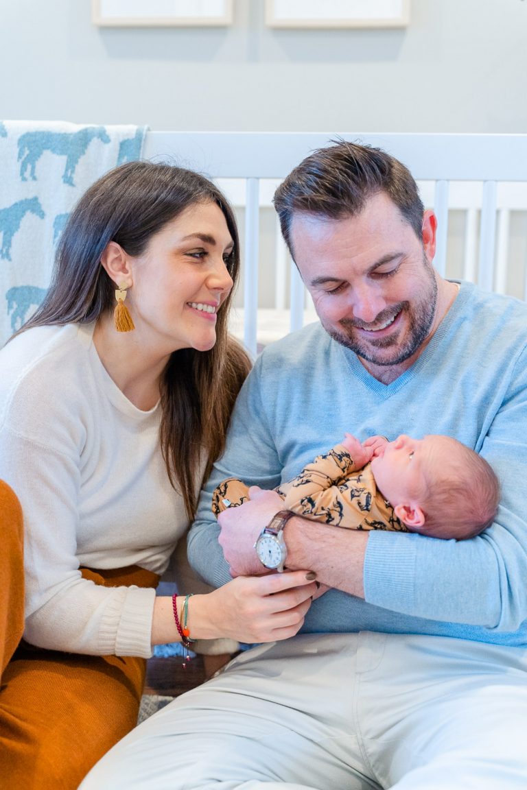 baby & parents interacting taken by a Northern Virginia newborn photographer