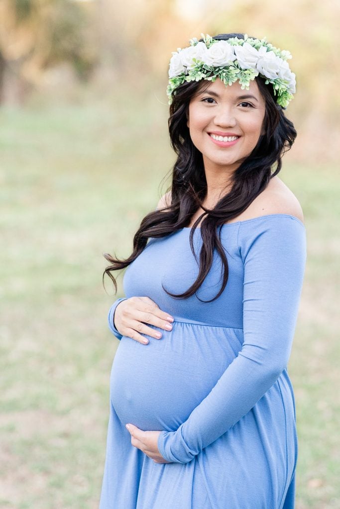 pregnant woman during a DIY maternity photoshoot