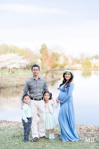 family portrait during a DIY maternity photoshoot