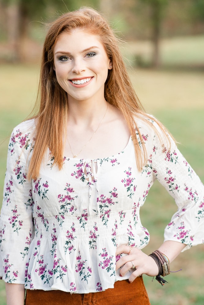 girl during her senior session taken in Chantilly, Virginia by a Fairfax County senior photographer