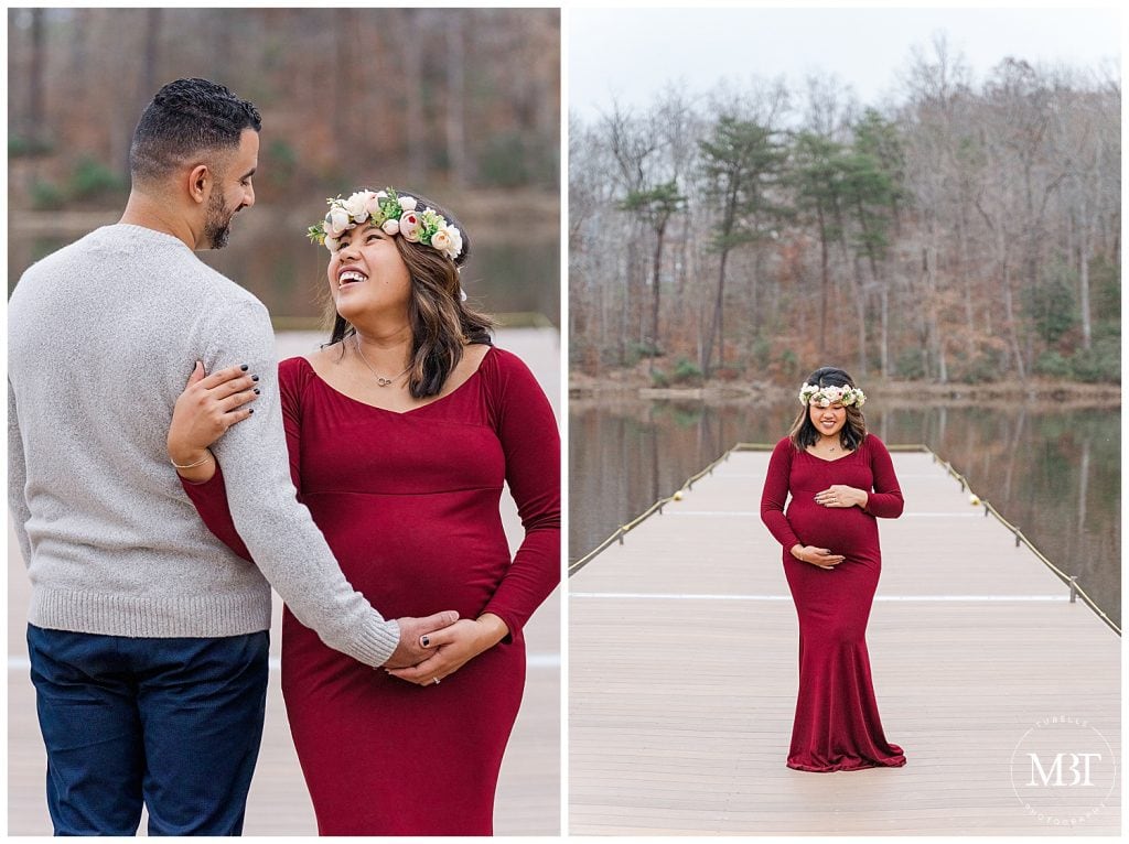 expecting couple during their maternity pictures at Lake Ridge Marina taken by TuBelle Photography, a Woodbridge, Virginia maternity photographer