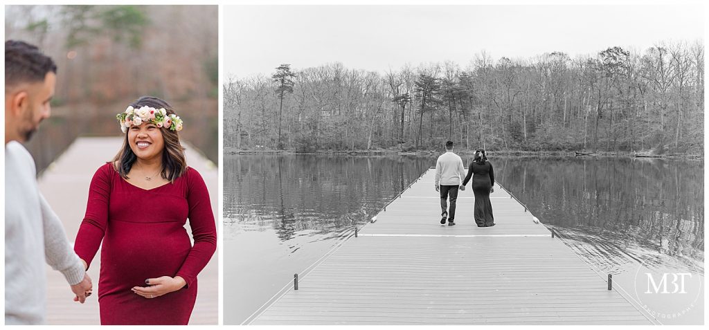 expecting couple during their maternity session at Lake Ridge Marina in Woodbridge, Virginia taken by TuBelle Photography, a Northern Virginia maternity photographer