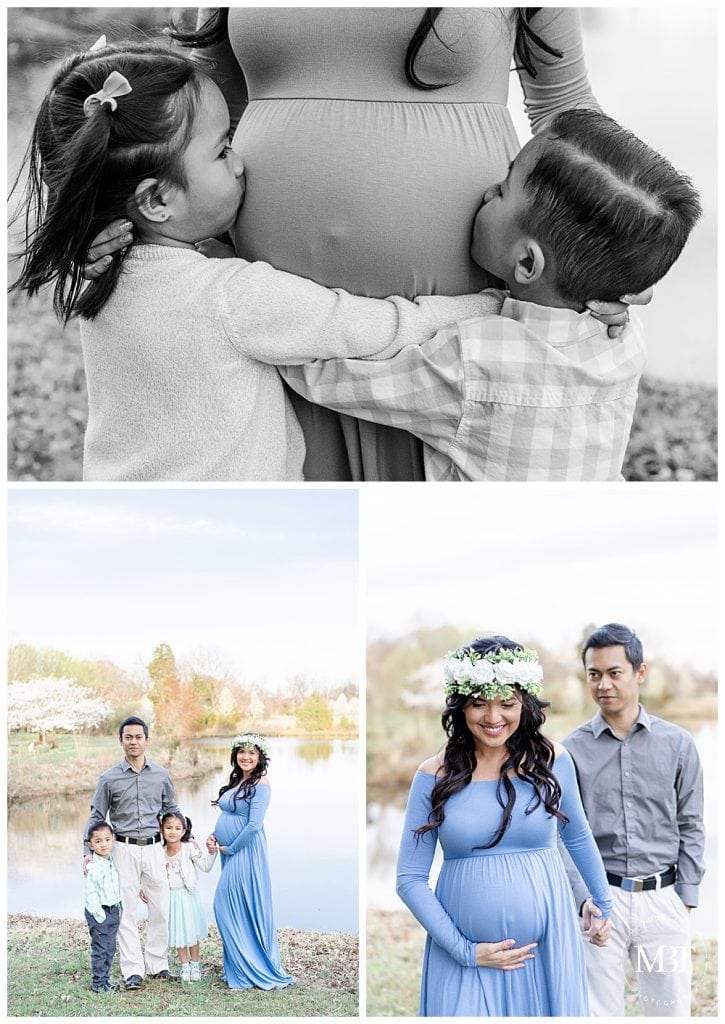 expecting mom, dad, and 2 kids during their maternity session in Gainesville, Virginia taken by a Prince William County maternity photographer