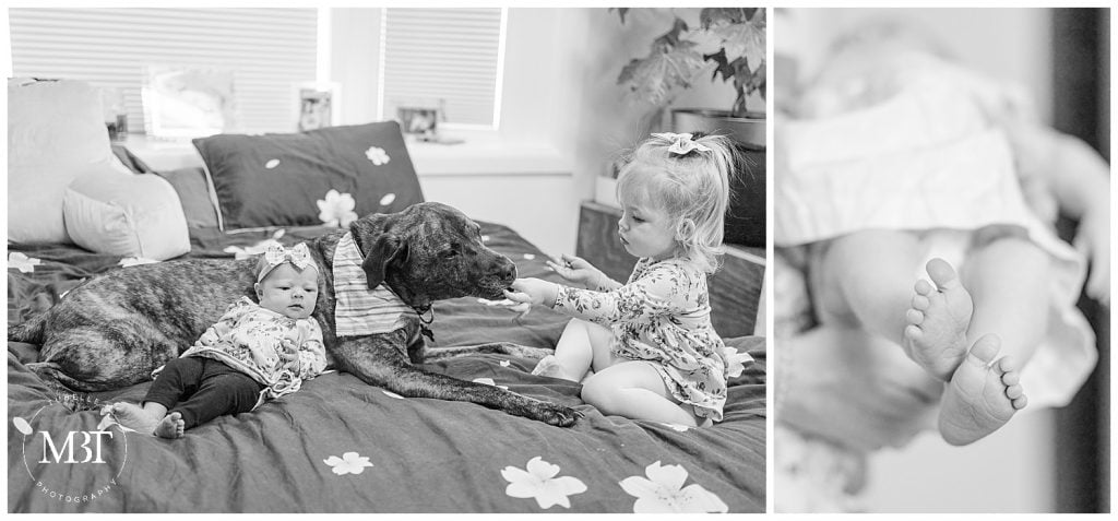 mom and baby girl during their in home newborn photos taken in Springfield, Virginia, by TuBelle Photography, a Fairfax County newborn photographer