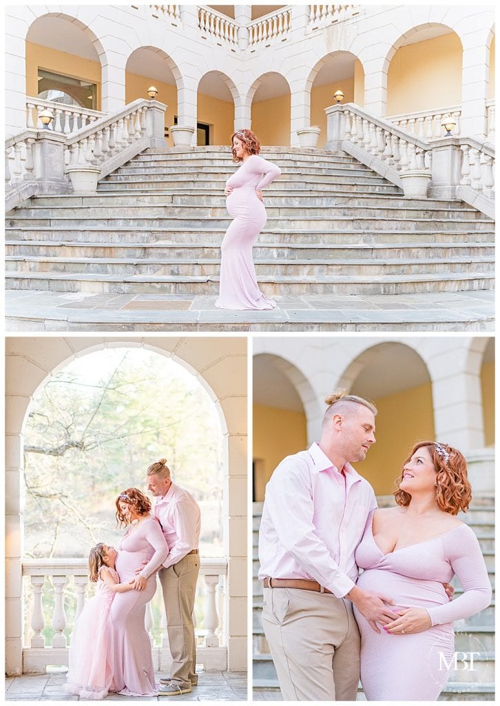 collage of maternity photos taken at Airlie in Warrenton, Virginia by TuBelle Photography, a Northern Virginia maternity photographer