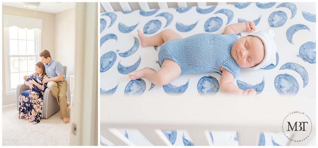 parents & baby during their lifestyle newborn photos taken in Bristow, Virginia taken by TuBelle Photography, a Prince William County newborn photographer