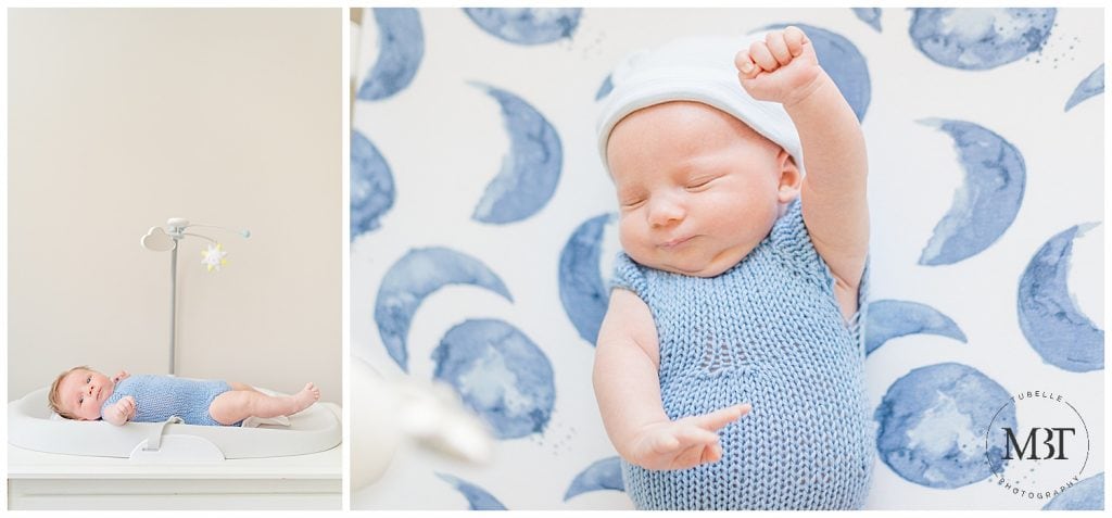 baby boy during his lifestyle newborn session taken in Bristow, Virginia taken by TuBelle Photography, a Northern Virginia newborn photographer