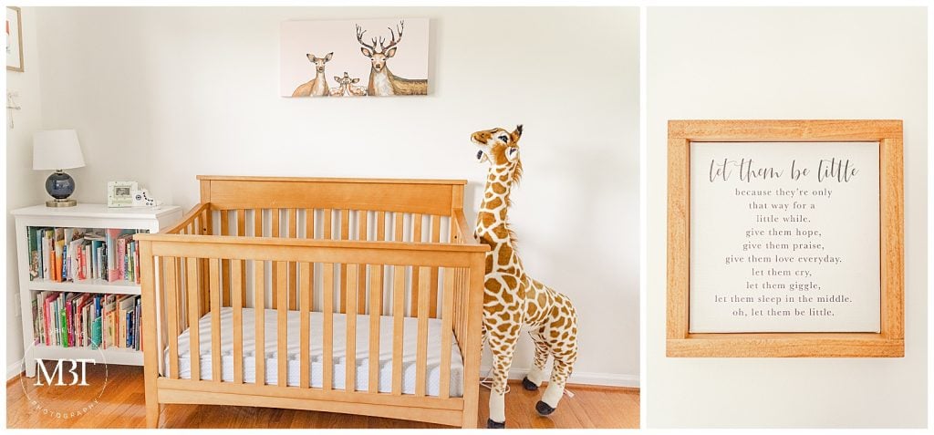 baby's nursery during in home newborn photography taken in Ashburn, Virginia by TuBelle Photography a NoVa newborn photographer