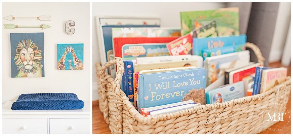 baby books during in home newborn pictures taken in Ashburn, Virginia by TuBelle Photography a NoVa newborn photographer