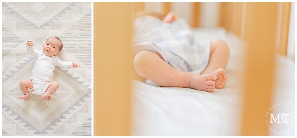 baby boy during lifestyle newborn session taken in Ashburn, Virginia by TuBelle Photography a NoVa newborn photographer