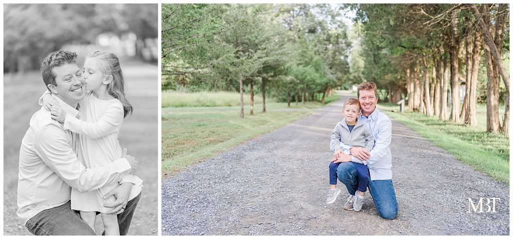 dad with 2 kids at Claude Moore Park in Sterling, Virginia, taken for their family photography by TuBelle Photography, a Loudoun County, Virginia family photographer
