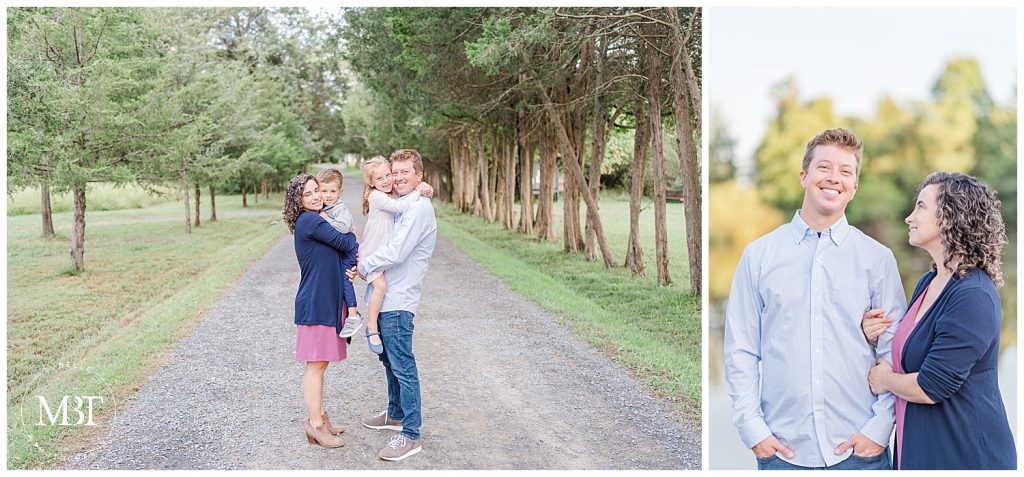 family of 4 at Claude Moore Park in Sterling, Virginia, taken during their family portraits by TuBelle Photography, a Northern Virginia family photographer