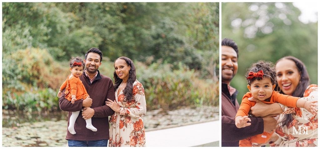 Fall family portraits of mom, dad and baby Girl in Chantilly, Virginia taken by Tubelle Photography, a DMV Family Photographer. class=